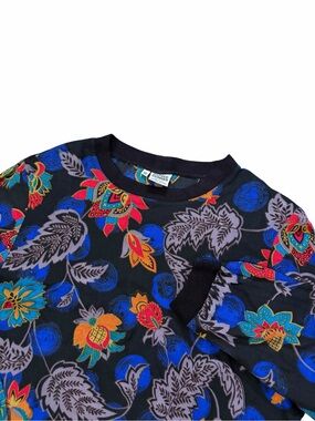 VTG Alfred Dunner Paisly Floral Top Womens 12 USA Made Multicolor Preppy Shirt